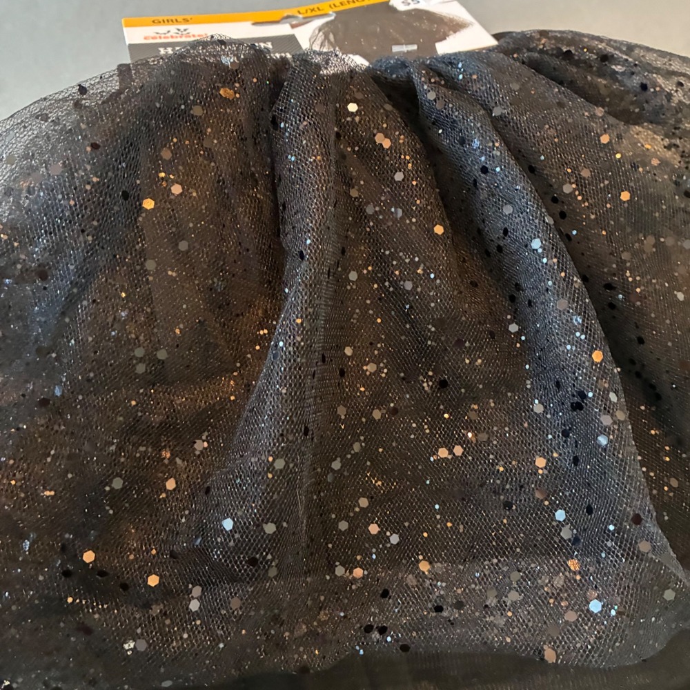 Way to Celebrate Girls Halloween Black Sparkle Tutu Skirt L/XL Glitter Costume - Picture 3 of 7